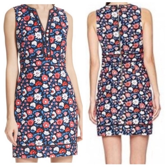 Kate Spade Floral Daisy Jacquard Sleeveless Sheath Mini Dress Boho Preppy Navy 2 - Picture 9 of 9